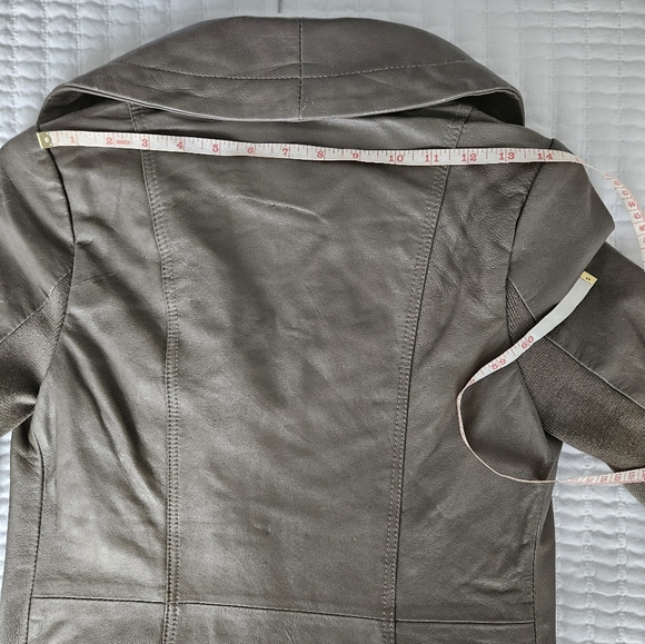 Genuine Leather Jacket Green Gray - Picture 13 of 17